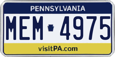 PA license plate MEM4975