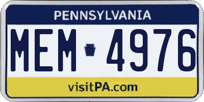 PA license plate MEM4976