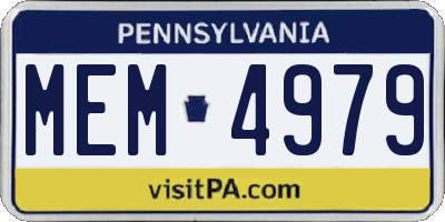 PA license plate MEM4979