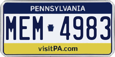 PA license plate MEM4983