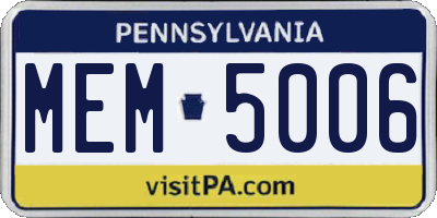 PA license plate MEM5006