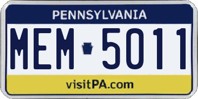 PA license plate MEM5011