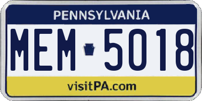 PA license plate MEM5018