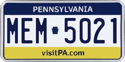 PA license plate MEM5021