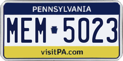 PA license plate MEM5023