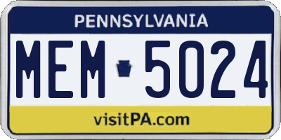 PA license plate MEM5024