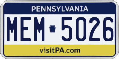 PA license plate MEM5026