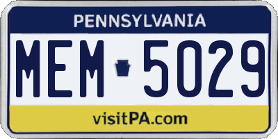 PA license plate MEM5029