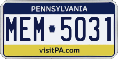PA license plate MEM5031