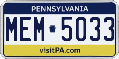 PA license plate MEM5033