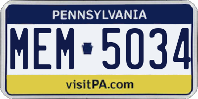 PA license plate MEM5034
