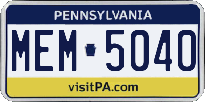 PA license plate MEM5040