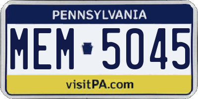 PA license plate MEM5045