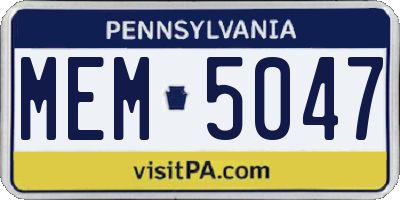 PA license plate MEM5047