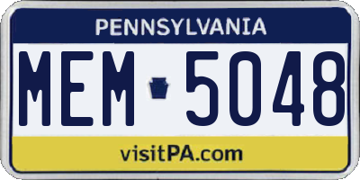 PA license plate MEM5048