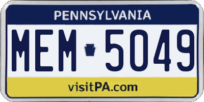 PA license plate MEM5049