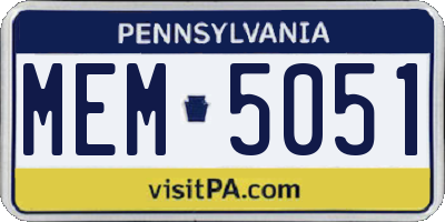 PA license plate MEM5051