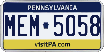 PA license plate MEM5058