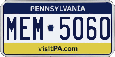 PA license plate MEM5060