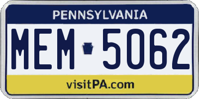 PA license plate MEM5062