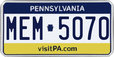 PA license plate MEM5070