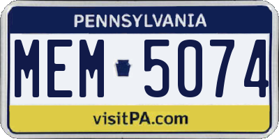 PA license plate MEM5074