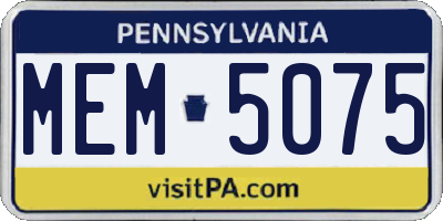 PA license plate MEM5075