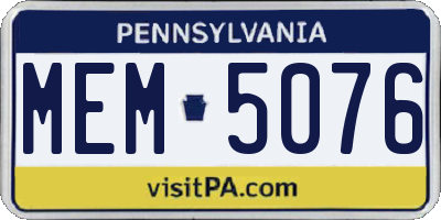 PA license plate MEM5076