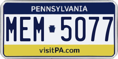 PA license plate MEM5077