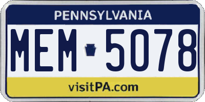 PA license plate MEM5078
