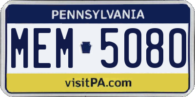 PA license plate MEM5080