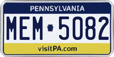 PA license plate MEM5082