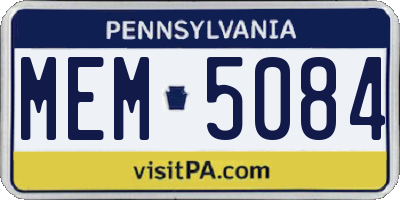 PA license plate MEM5084