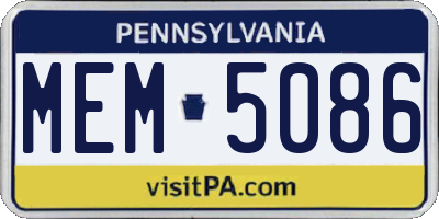 PA license plate MEM5086