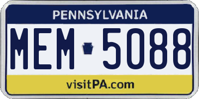 PA license plate MEM5088