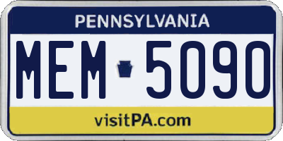 PA license plate MEM5090