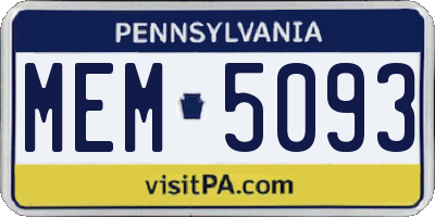 PA license plate MEM5093