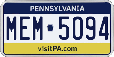 PA license plate MEM5094