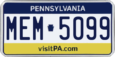 PA license plate MEM5099