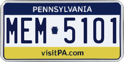 PA license plate MEM5101