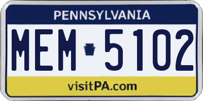 PA license plate MEM5102