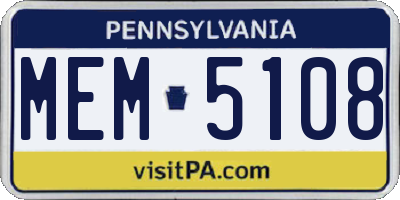 PA license plate MEM5108