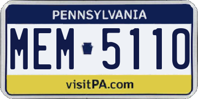 PA license plate MEM5110