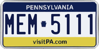 PA license plate MEM5111