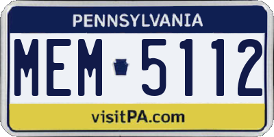 PA license plate MEM5112