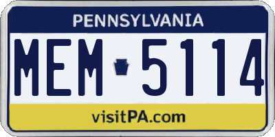 PA license plate MEM5114