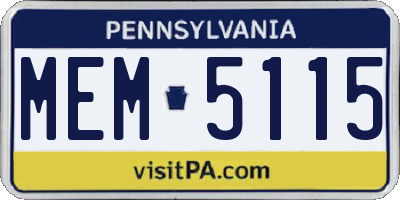PA license plate MEM5115