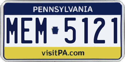 PA license plate MEM5121