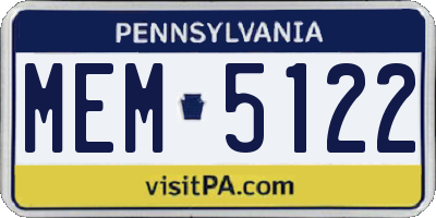 PA license plate MEM5122