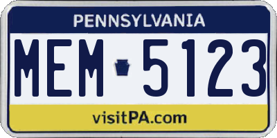 PA license plate MEM5123